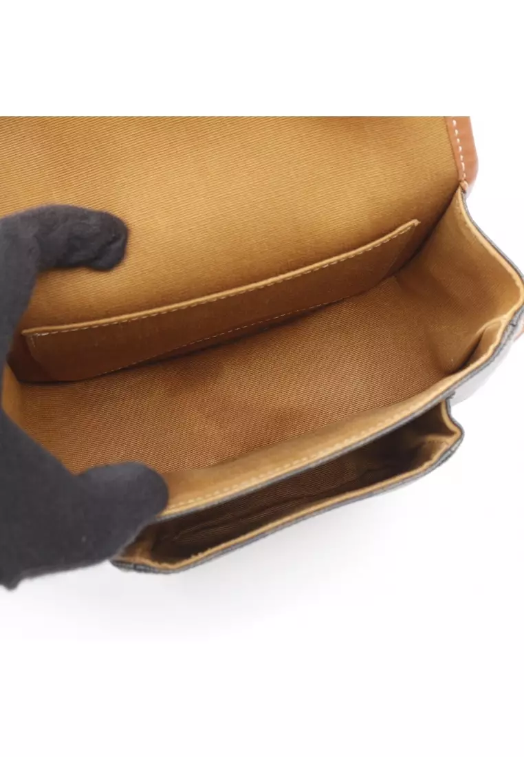 Pre-Loved Celine Folco medium bag Triomphe Shoulder bag PVC leather black Brown