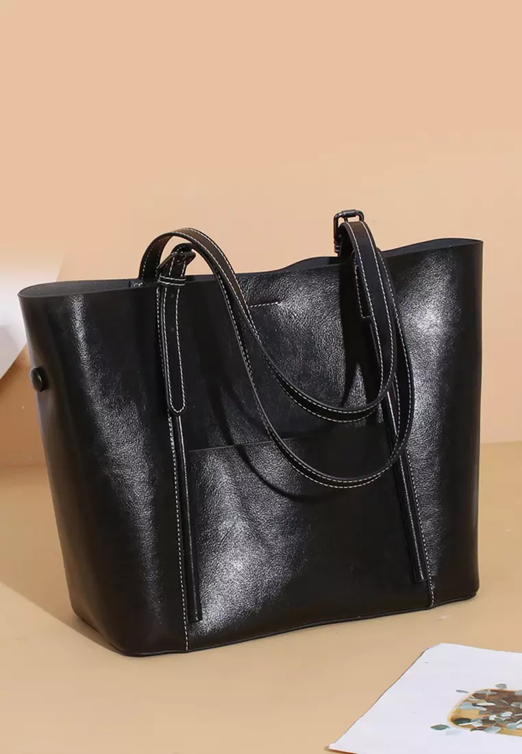 Valentino by mario valentino tumbled black soft tote clearance bag in black