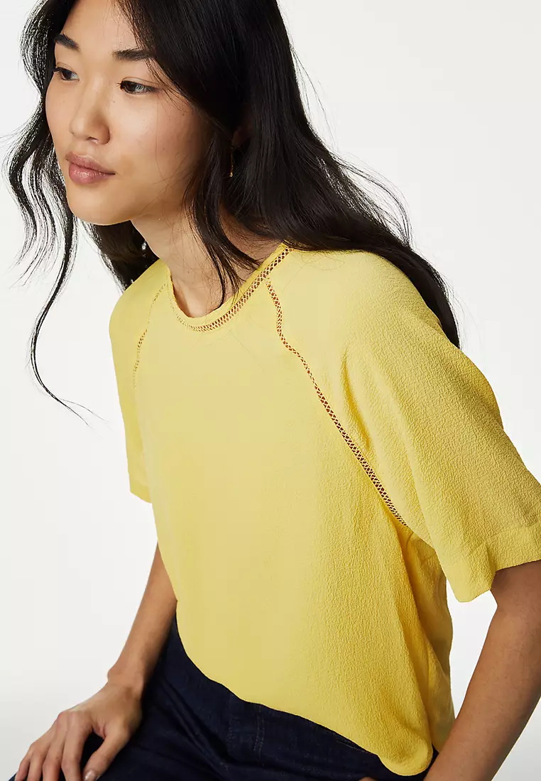 Textured Round Neck Blouse