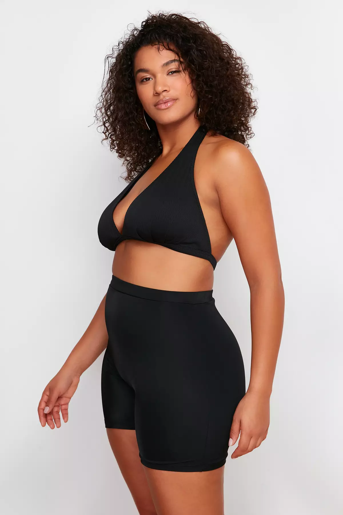 Plus Size High Waist Fitted Knit Bikini Bottom