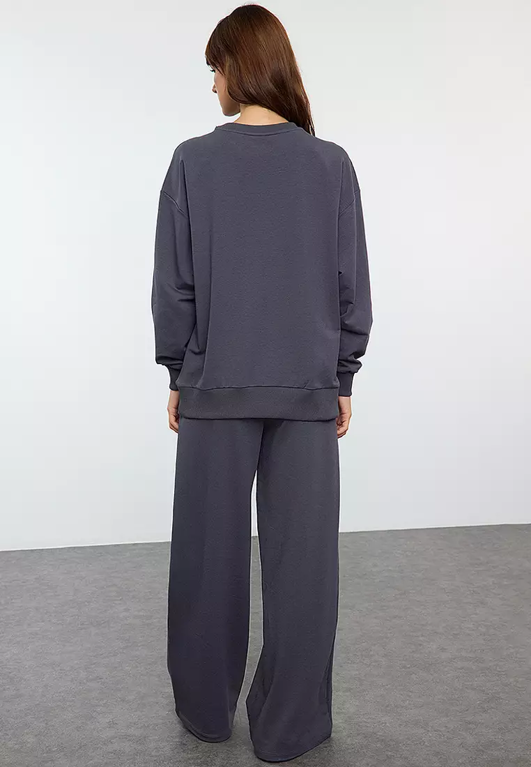 Crew Neck Sweatshirt & Wide Leg Pants Set