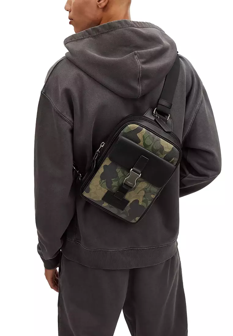 Buy Coach Track Pack In Signature Canvas With Camo Print Green