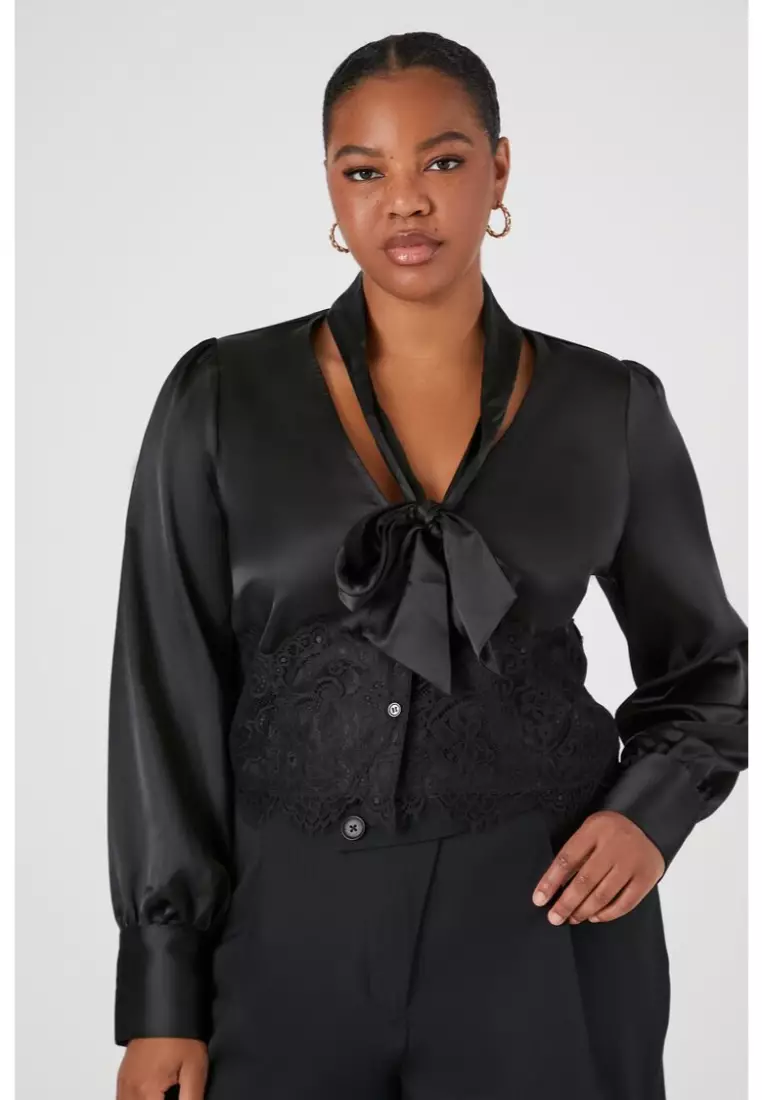 Buy FOREVER 21 Plus Size Satin Lace Top 2024 Online ZALORA