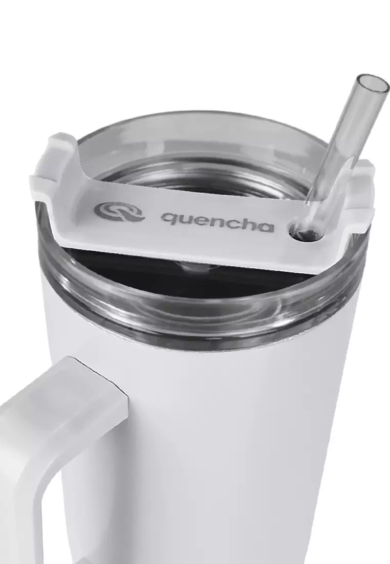 37oz Stainless Steel Straw Lid Insulated Mug Tumbler 1100ml Double Wall 24Hr Cold BPA-Free - Snow
