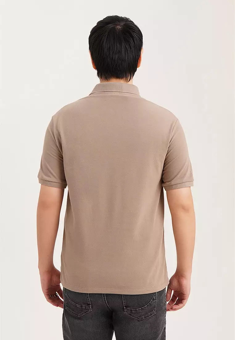 Relaxed Fit Polo with Crew Bear Patch Embroidery