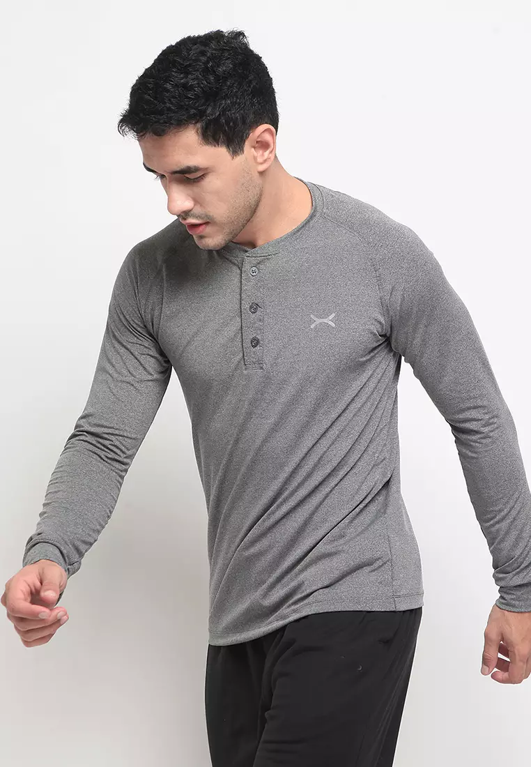 FLEXZONE Long Sleeves Henley Dark Grey