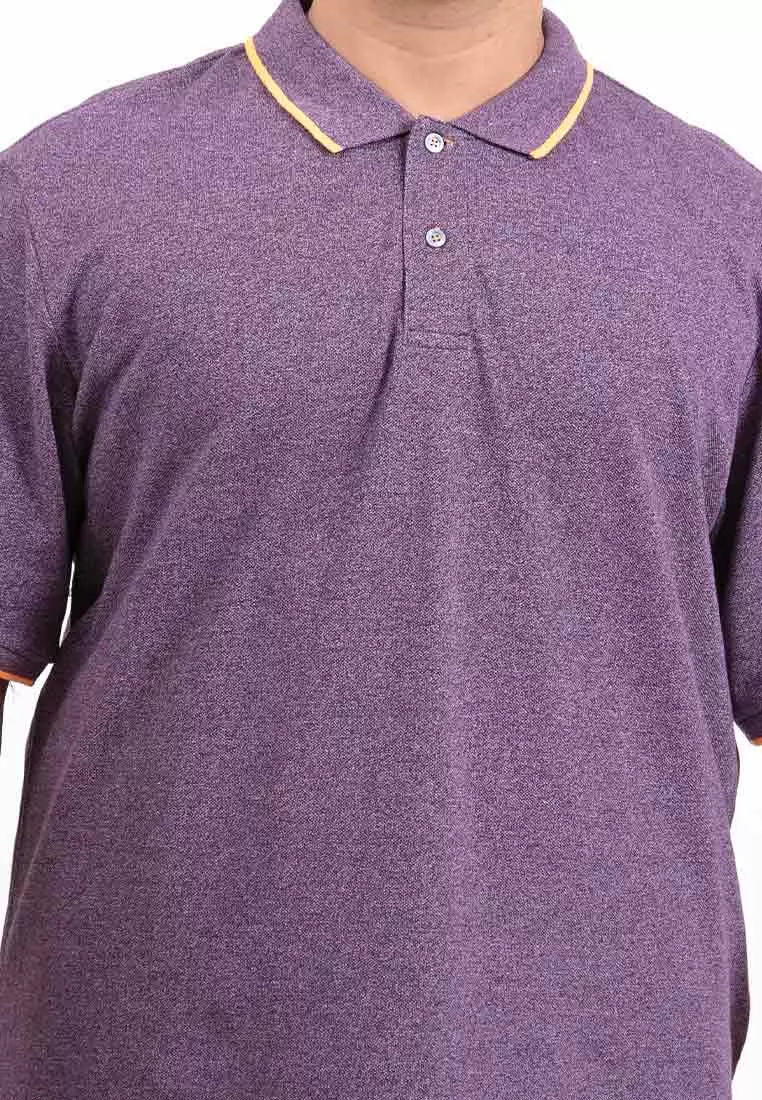 Forest Plus Size T Shirt Men Big Size Collar Casual Plain Polo Tee - 23231-70DkPurple