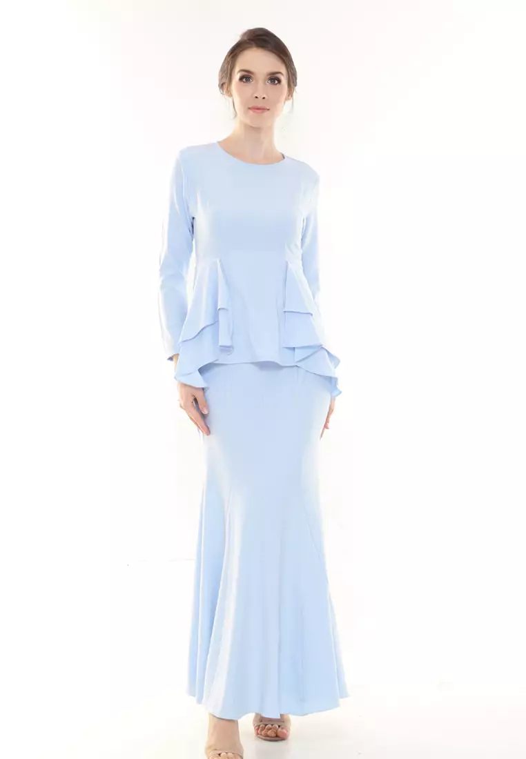 Lora Peplum in Baby Blue
