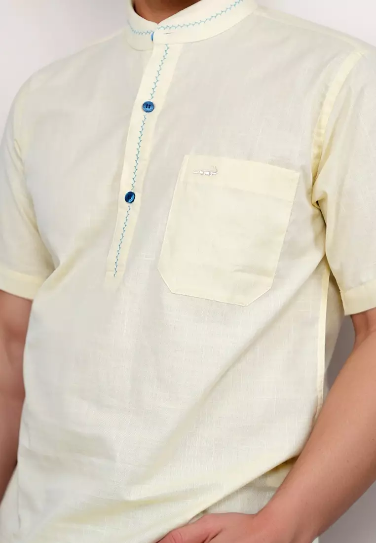 Crocodile KOKO Linen | Lengan Pendek Corak Kontemporer Kemeja | Relax Fit 1163