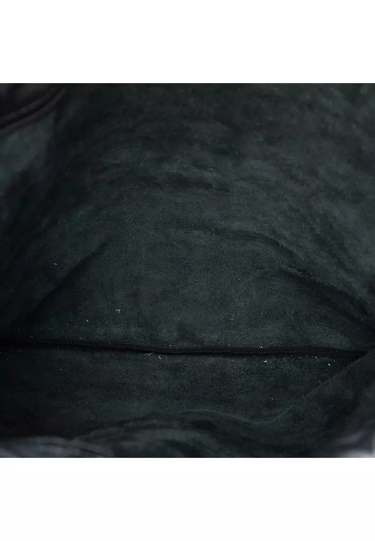 Pre-Loved Gucci Grained Calfskin Web Logo Drawstring Backpack