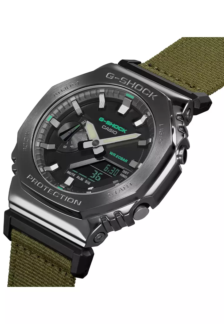 G-Shock - Jam Tangan Analog Digital Pria - Gun Metal - Green Nylon Strap - GM-2100CB-3A