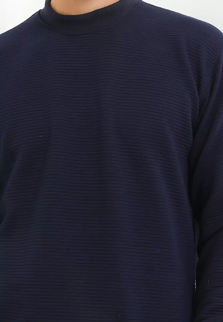 SYZLO Crewneck Kenneth Cotton Fleece - Navy Blue