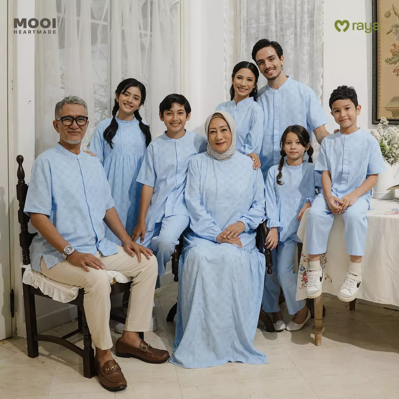 Mooi Dress Dewasa Raya Collection Gaena Gamis Adult - Sky Blue