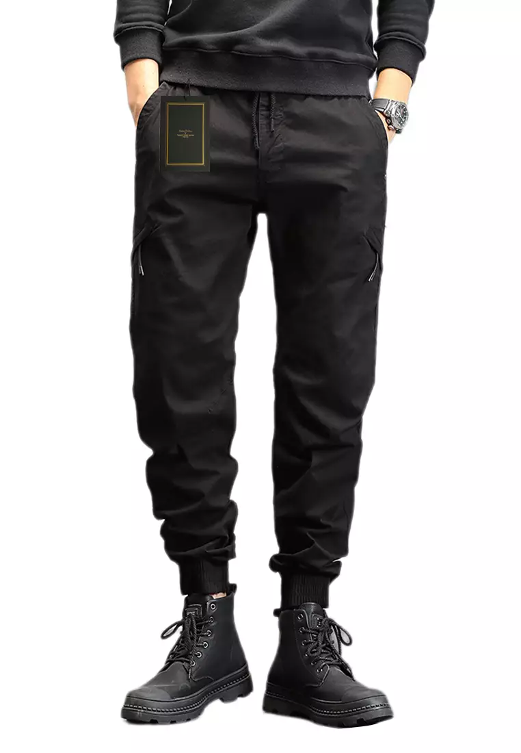 Mens black discount slim cargo pants