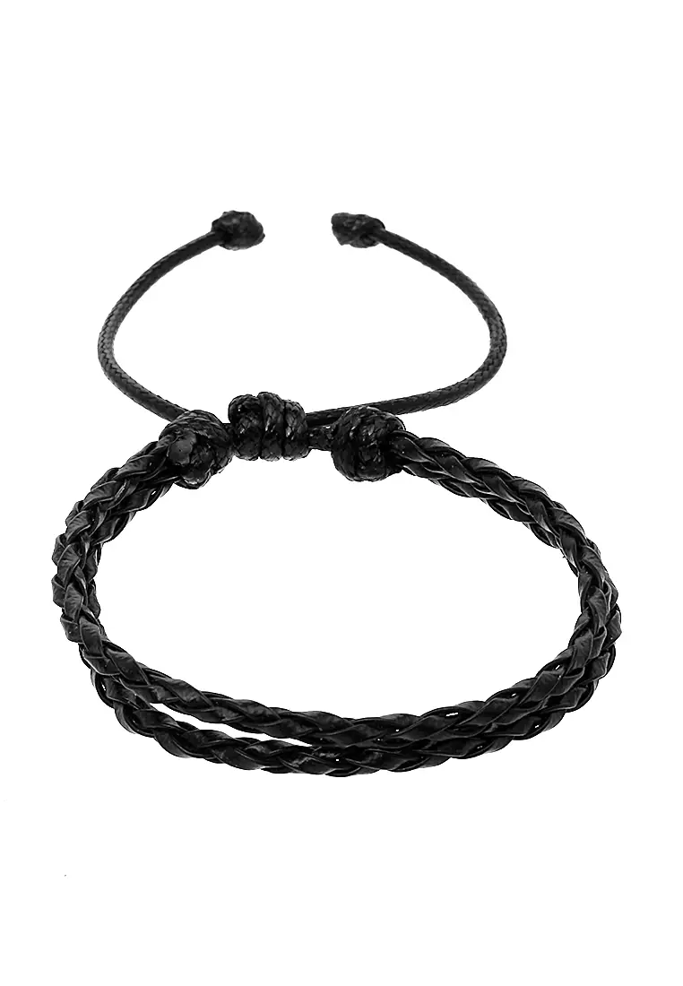 Omrish Bracelet Gelang Men's Motif Leaf One Set Material Paracord ORIGINAL - Black