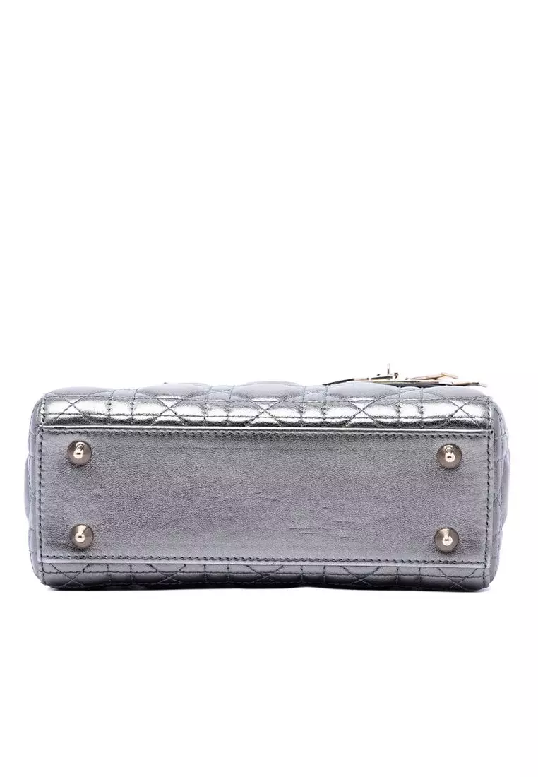 Pre-Loved Dior Small Metallic Lambskin Cannage My Abcdior Lady Dior