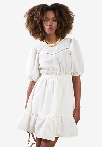 LC WAIKIKI white Crew Neck Embroidered Women Dress 44998AA5CF93AEGS_1