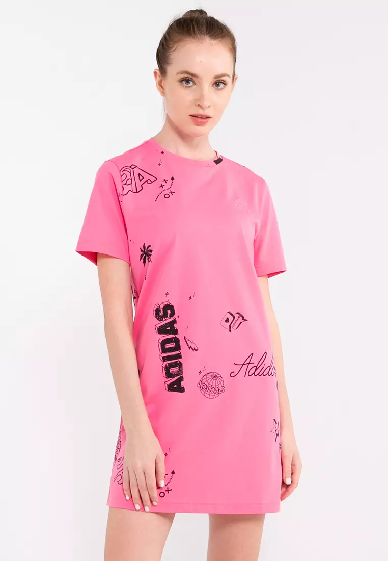 Adidas pink shop t shirt dress