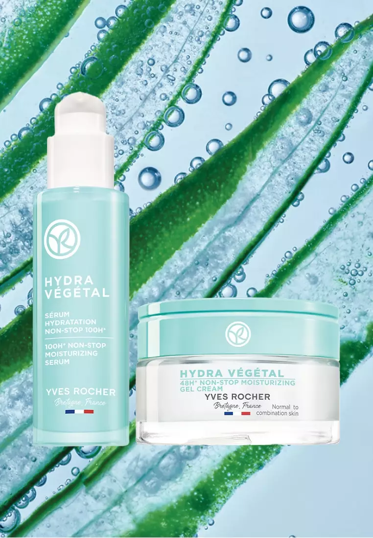 Hydra Vegetal 48H Non-Stop Moisturizing Gel Cream 50ml & Liquid Serum 30ml for all Skin Type Skin Care