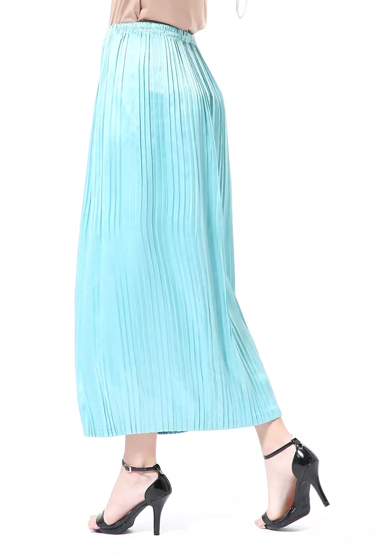 Angely Rok Plisket Rubbery Waist Fashion Wanita Simple - Mint