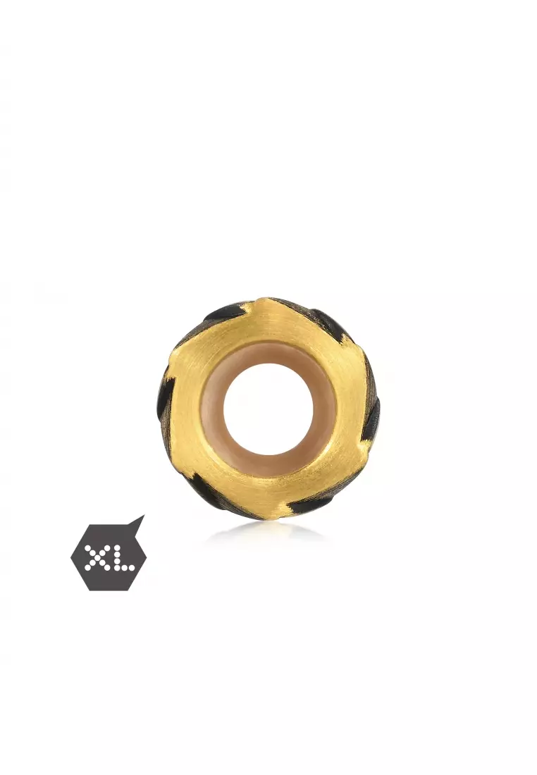 999 24K Solid Gold Noir XL Charm Gold Dragon Scale Charm for Women, Men and Unisex 94750C (Bracelet not included)