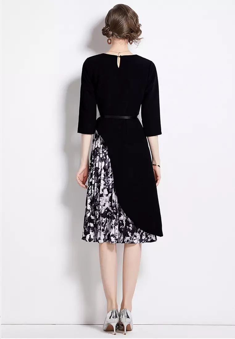 Chiffon Printed Slim Cut Dress ZHY9222-613