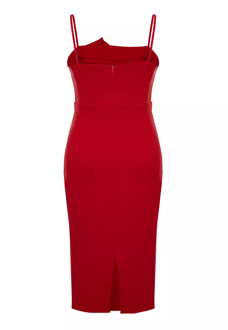 Plus Size Fitted Asymmetrical Midi Dress