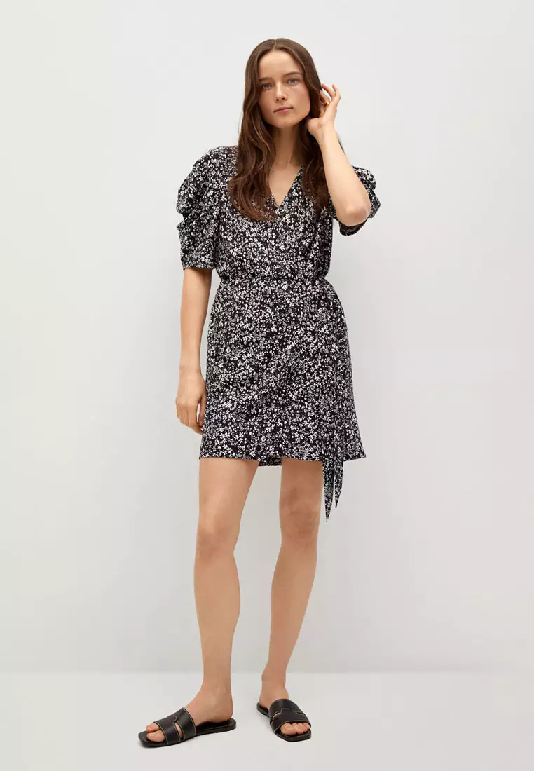 Buy Mango Printed Dress With Balloon Sleeves 2026 Online | ZALORA ...
