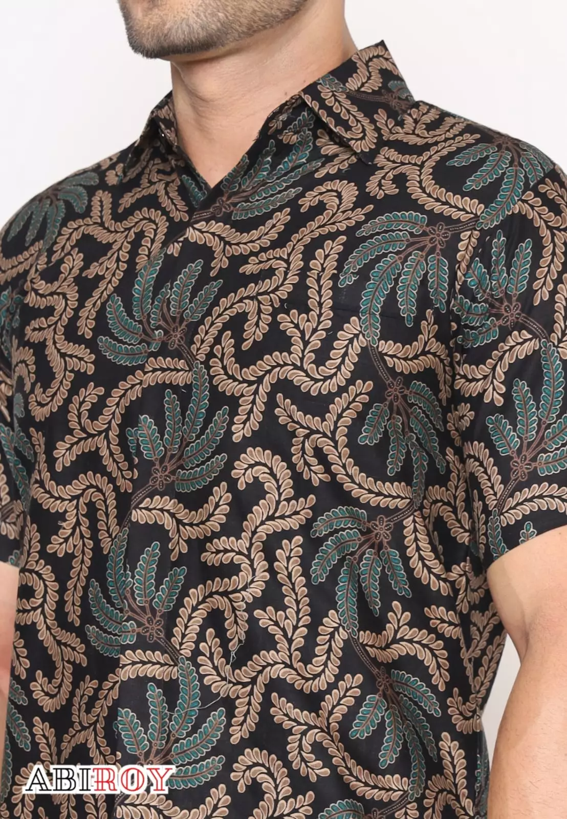 Kemeja Batik Pria Premium Slimfit Elegant Modern Lengan Pendek Patuk Ijo