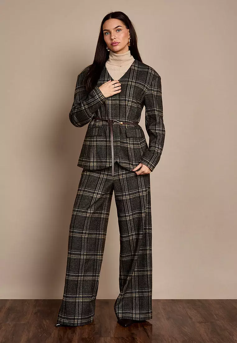 GWD Aimee Brown Check Blazer