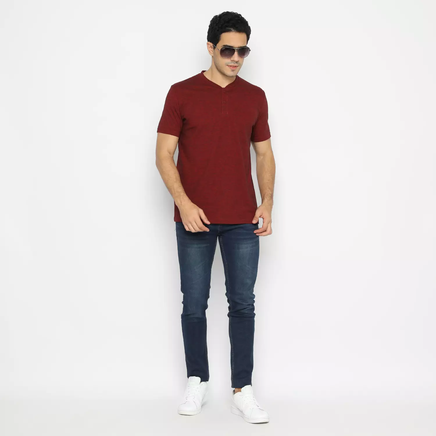 Kale Austin Maroon / Kaos Kancing Pria Lengan Pendek