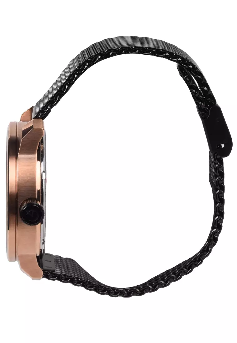 Alexandre Christie - Jam Tangan Pria - Rosegold - Black Stainless Steel Bracelet - 6548MFBBRBA