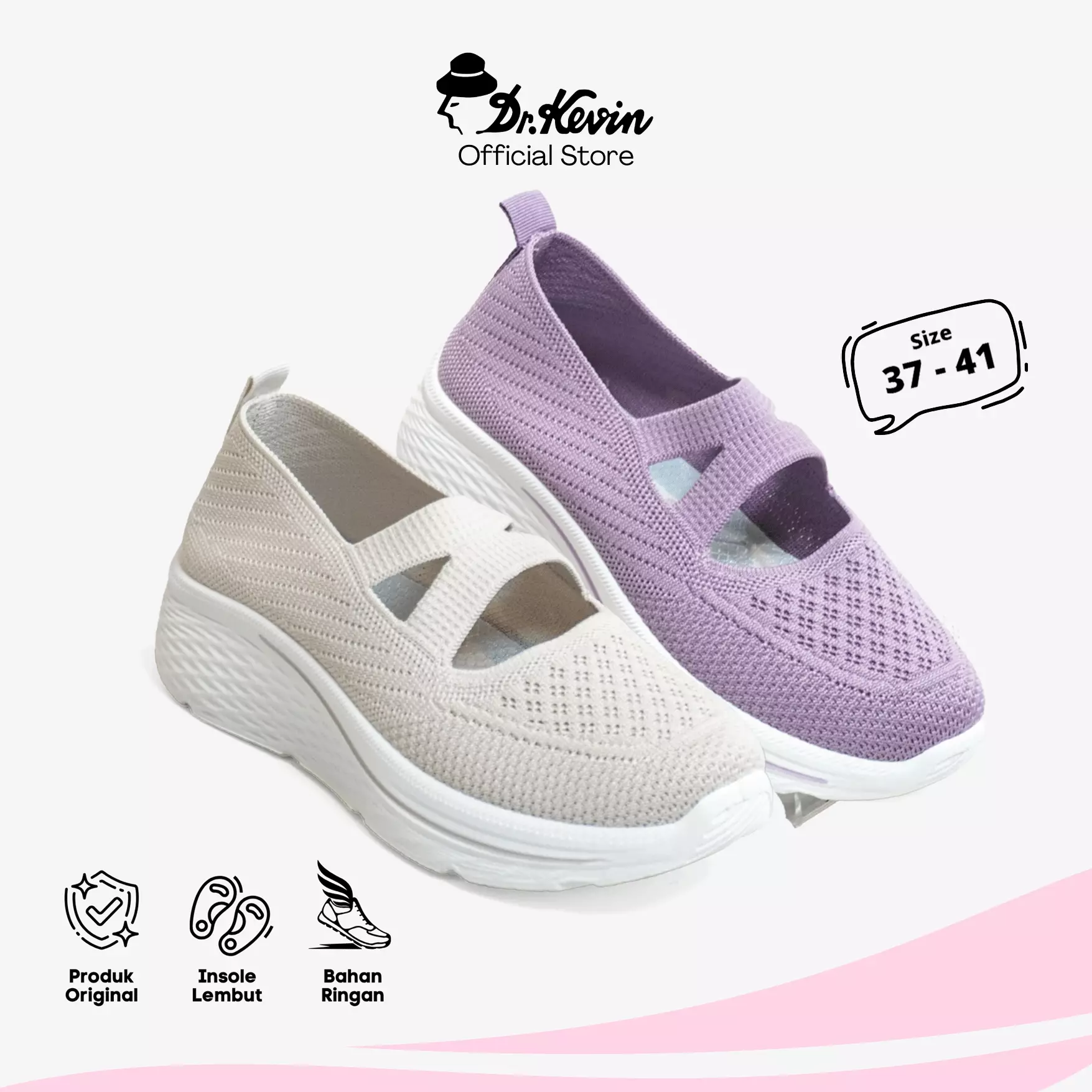 Dr. Kevin Sepatu Olahraga Sport Wanita Sneakers Rajut Slip On 559-015