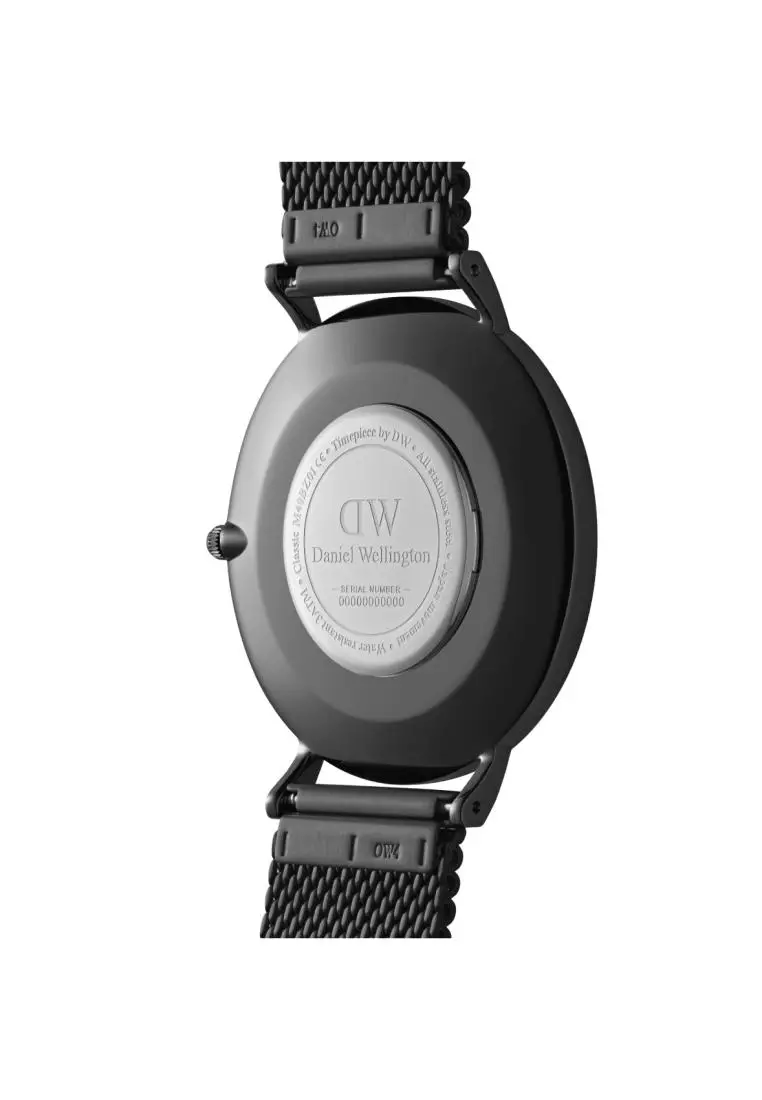 Classic 40mm Ashfield BLack Onyx Dial Watch for men - Stainless Steel watch strap - DW official - Men's watch - Male watch - Black dial - Authentic - jam tangan lelaki