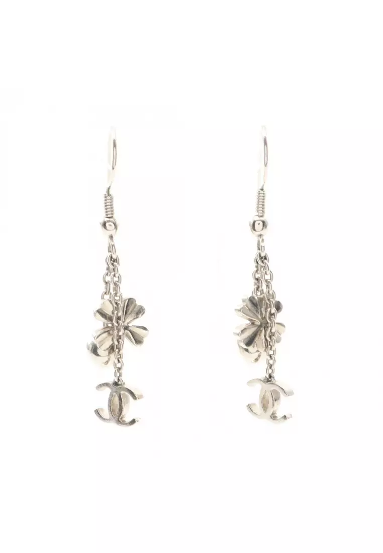 Coco Chanel Silver Cc Earrings Silver Pre-Loved Chanel Coco Mark - Main Image