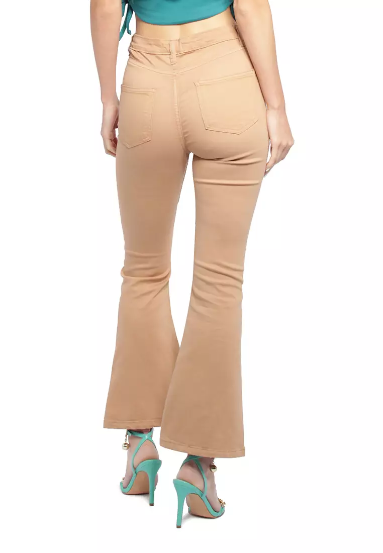 Celana Jeans Berkobar Pinggang Unta