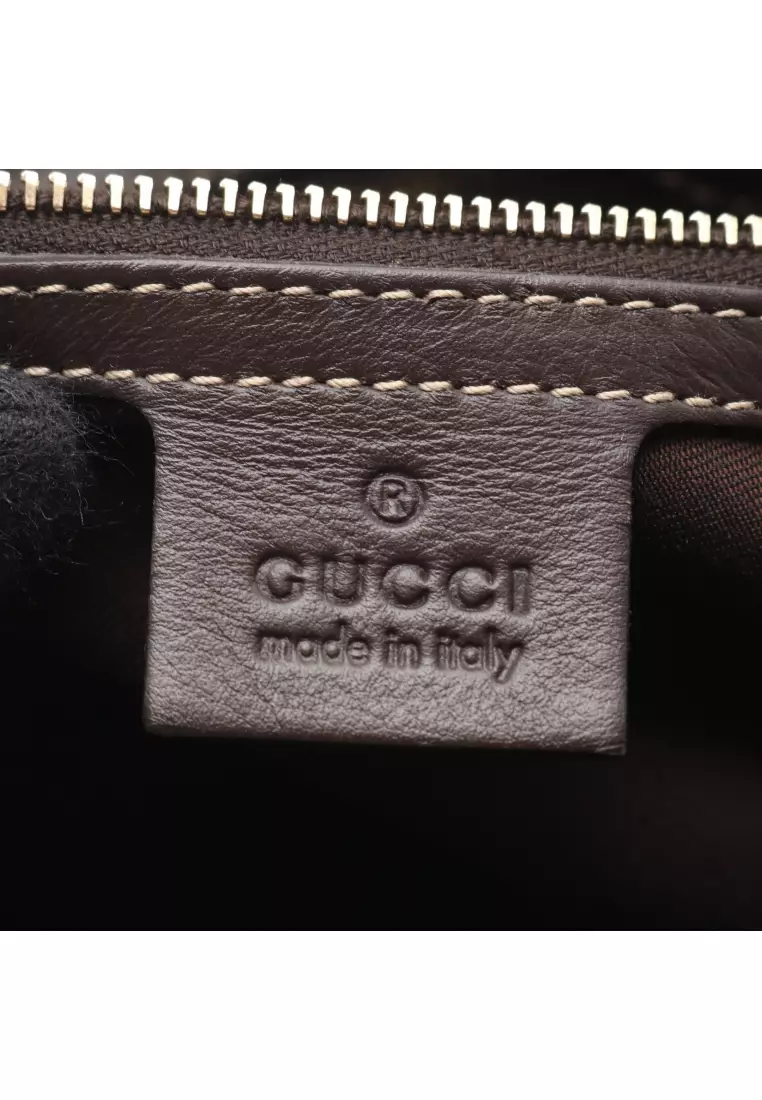 Pre-Loved Gucci GG Crystal Handbag tote bag Coated canvas leather beige Brown