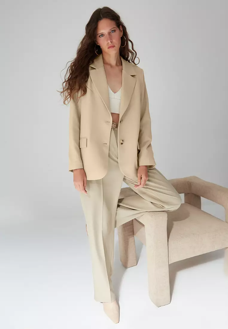 Limited Edition Mink Regular Lined Woven Blazer Jacket