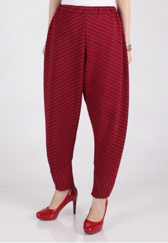 Striped Harem Pants - Red