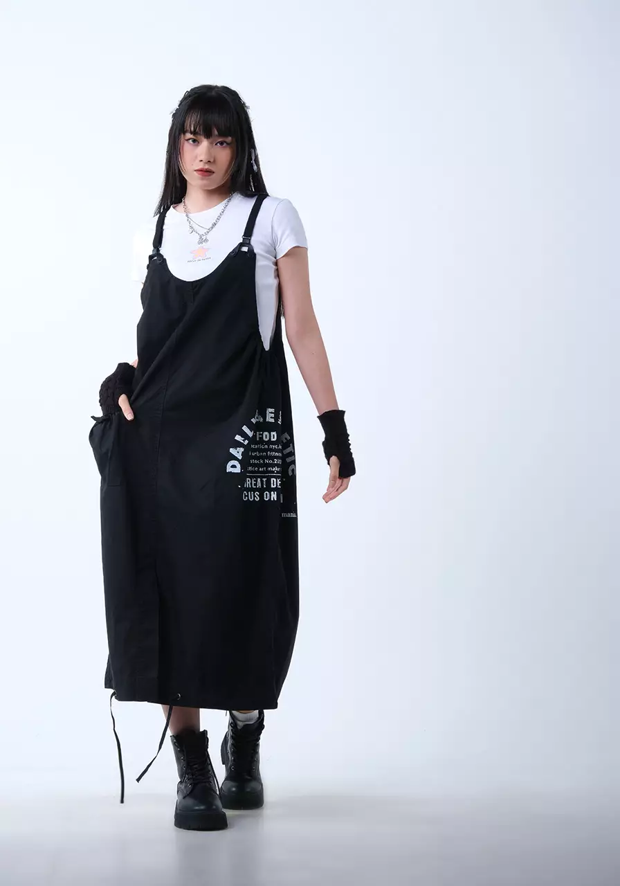 Overall Dress Wanita Thea Black