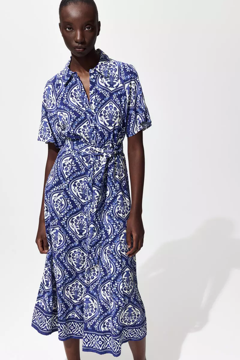 Tie-belt shirt dress