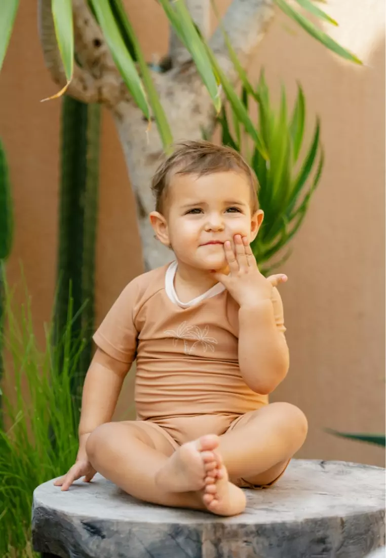 Noël Au Soleil Baby Unisex Short Sleeved Bébé Rompers Diving - Warm Cocoa