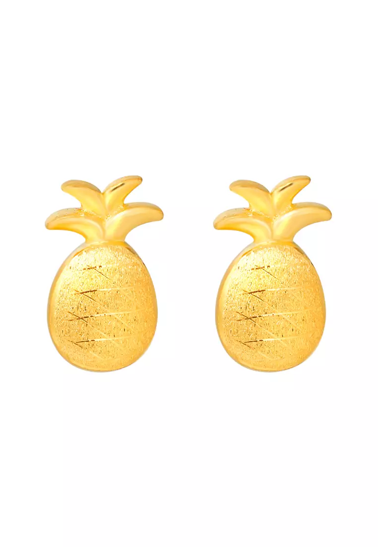 Gold pineapple stud earrings sale