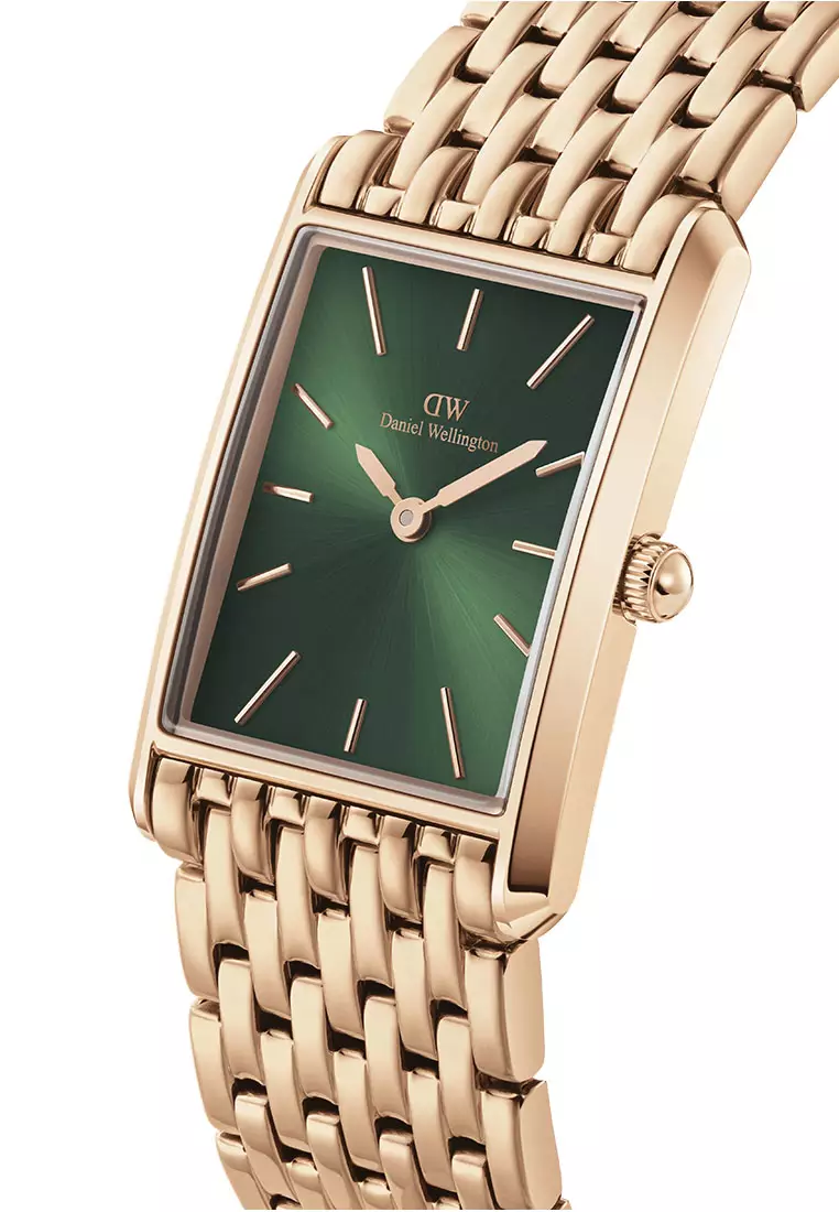 Bound 32x22mm 9-link Rose Gold - Emerald Sunray Dial - Fashion Watch for women - Stainless Steel Strap Watch - Female Watch - DW Official - Authentic