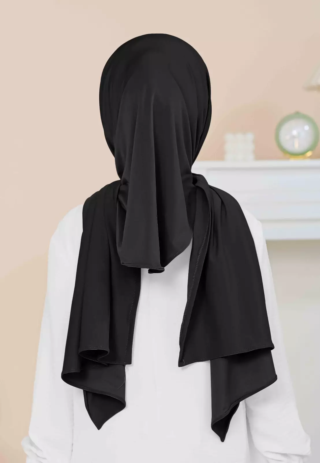 Cotton Bee - Calla Oval Instan | Hijab Pashmina Instan Anak - Black Jet
