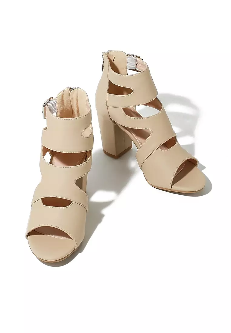 8CM Peep-toe PU Strap Sandals WTY1719-12