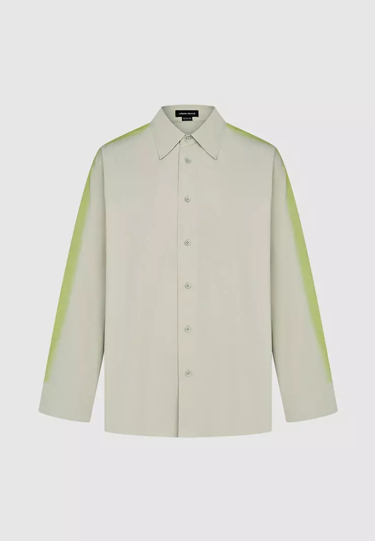 UR冬季新款男装植物系晕染棉质宽松开襟衬衫UMF240072