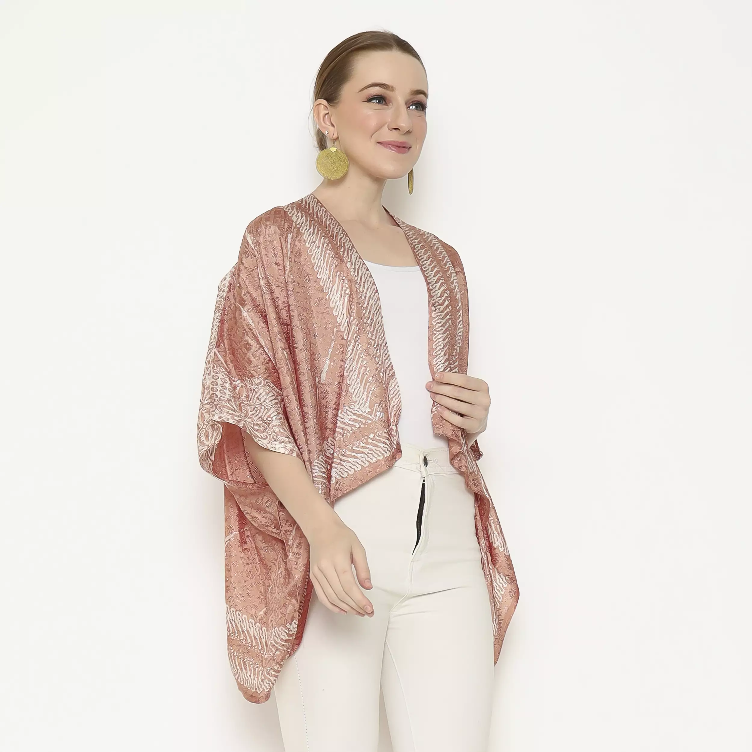 Rinjanie Batik - Bolero Kotak Unik - Outer Wanita - Batik Kekinian - Outer Batik Fashionable - Caramel Series