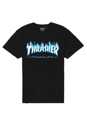 THRASHER black Thrasher Icey Flame S/S Tee B54AEAA4005253GS_1