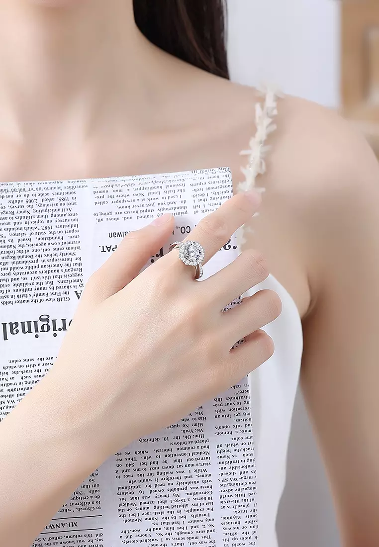 Cincin Wanita Original R003 Berlian Perhiasan Cewek Luxury Fashion Free Size Anti Luntur Dilapisi Platinum